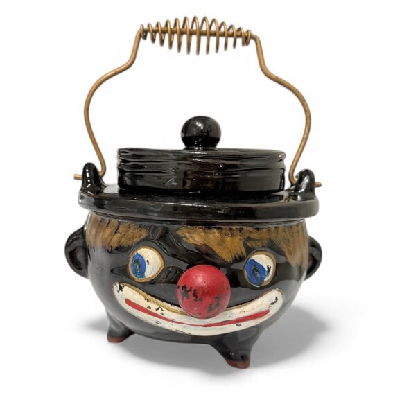 1940's Thames Red Ware Americana Clown Face Grease Pot - Picture 1 of 16